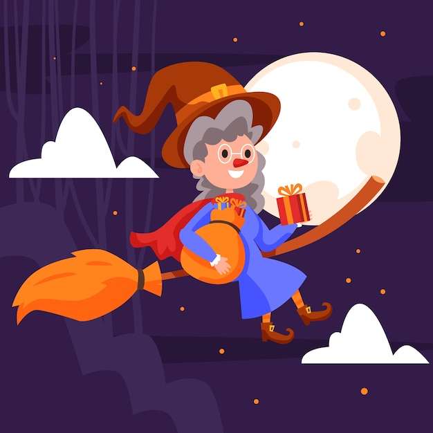 Vector platte befana illustratie