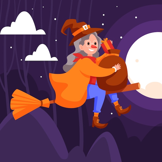 Vector platte befana illustratie