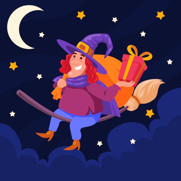 Vector platte befana illustratie