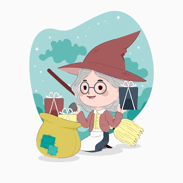 Vector platte befana illustratie