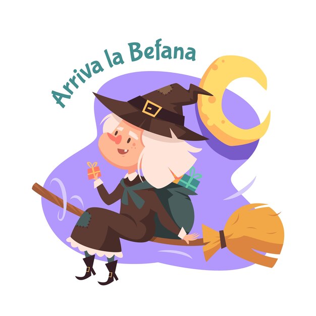 Platte befana illustratie