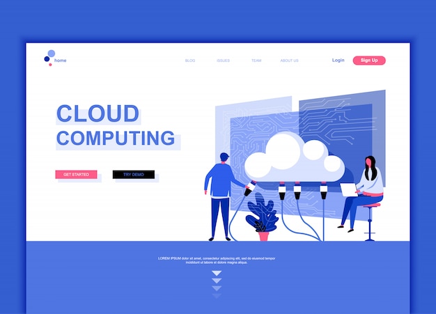 Platte bestemmingspagina sjabloon van Cloud Technology
