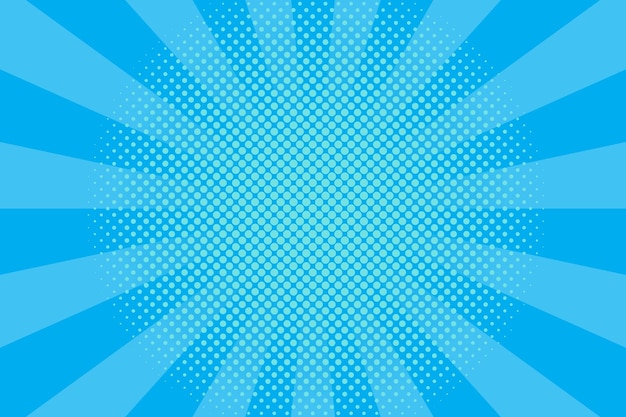 Platte blauwe komische stijlachtergrond met gestippelde halftoon