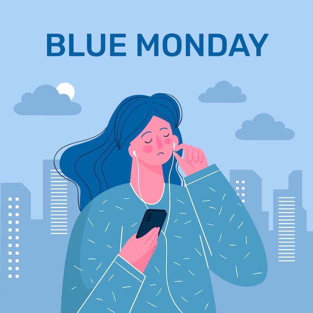 Platte blauwe maandag illustratie