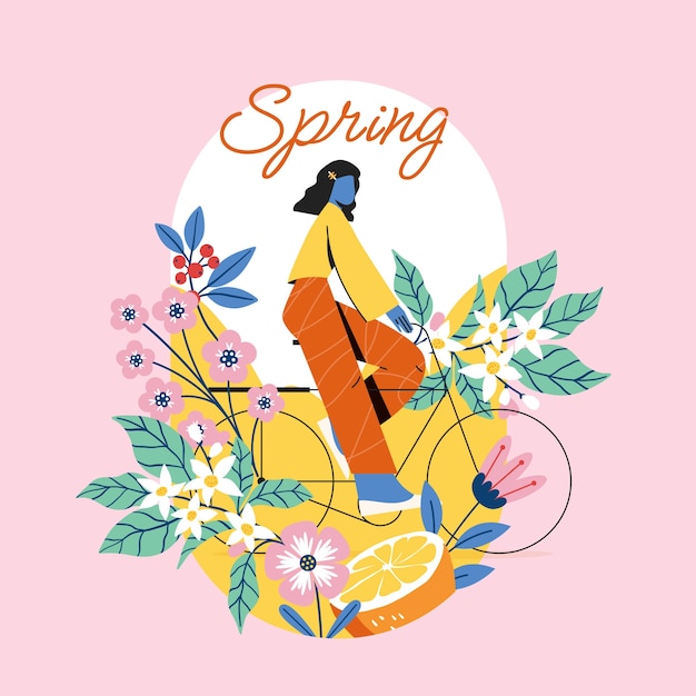 Platte bloemen lente illustratie