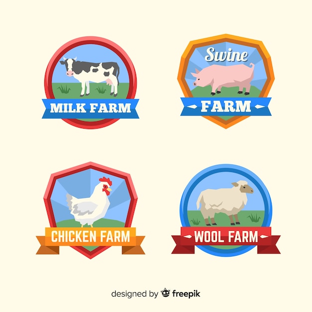 Platte boerderij logo-collectie