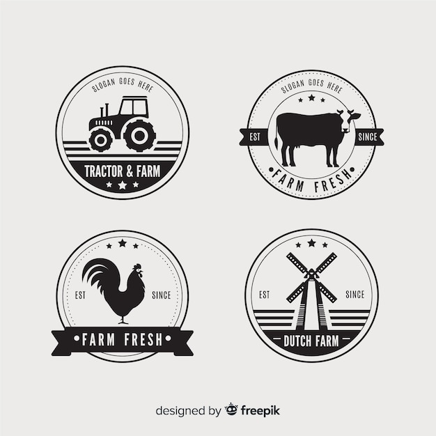 Vector platte boerderij logo-collectie