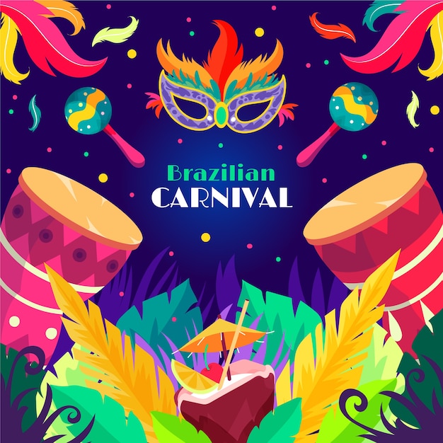 Platte braziliaanse carnaval illustratie