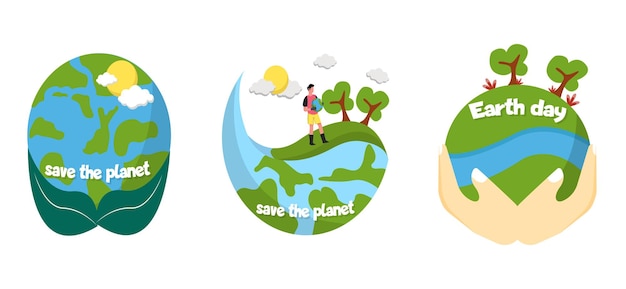 Platte bundel earth day ontwerp illustratie