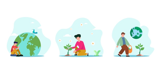 Platte bundel Earth Day ontwerp illustratie