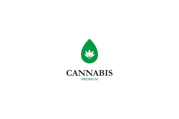 Platte cannabis olie logo ontwerp illustratie vector inspiratie idee