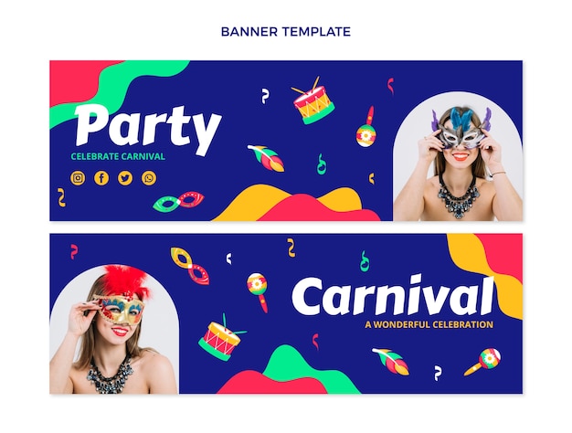 Platte carnaval horizontale banners set