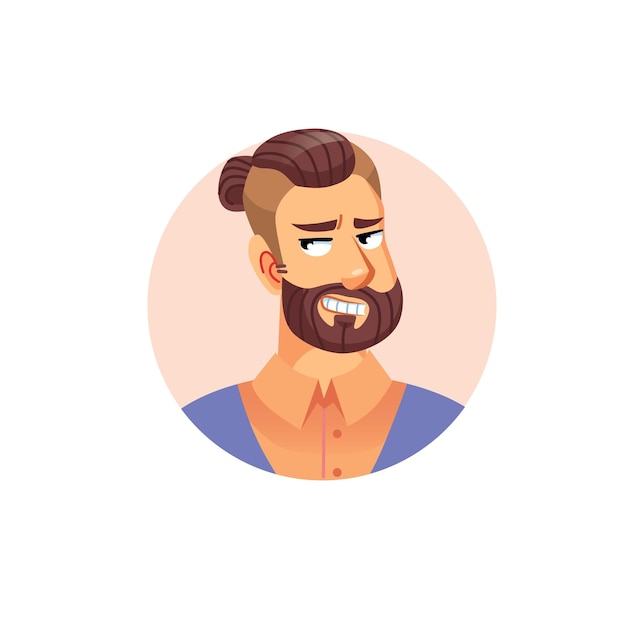 Platte cartoon hipster man avatar karakter sociale media vector illustratie concept