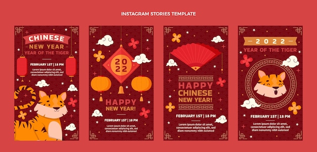 Platte chinese nieuwjaar instagram verhalencollectie