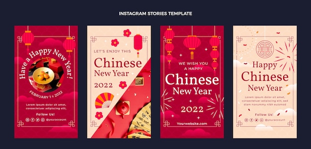 Platte chinese nieuwjaar instagram verhalencollectie