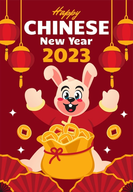 Platte chinese nieuwjaarswenskaarten