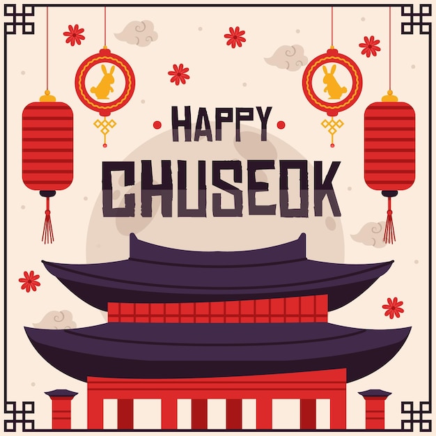 Platte chuseok illustratie concept