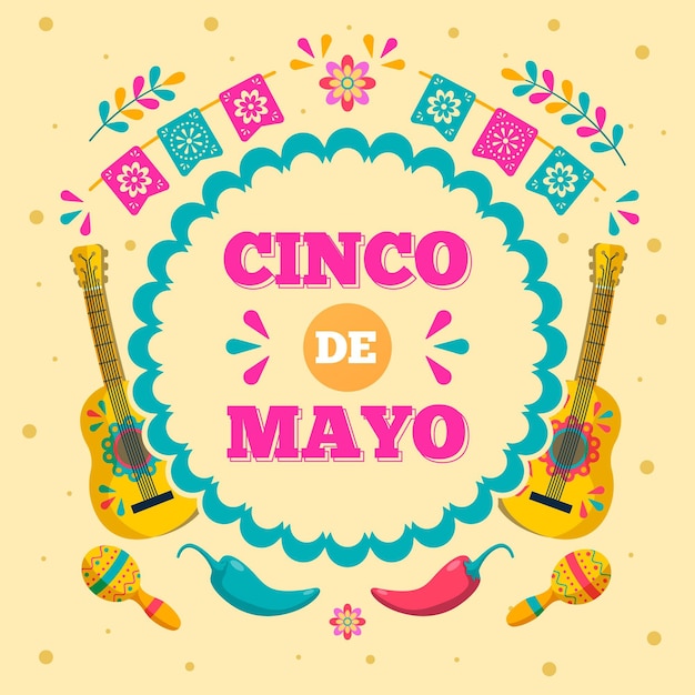 Platte cinco de mayo illustratie