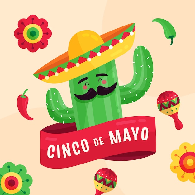 Platte cinco de mayo illustratie