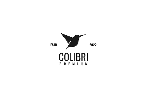 Platte colibri vogel logo ontwerp vector illustratie idee