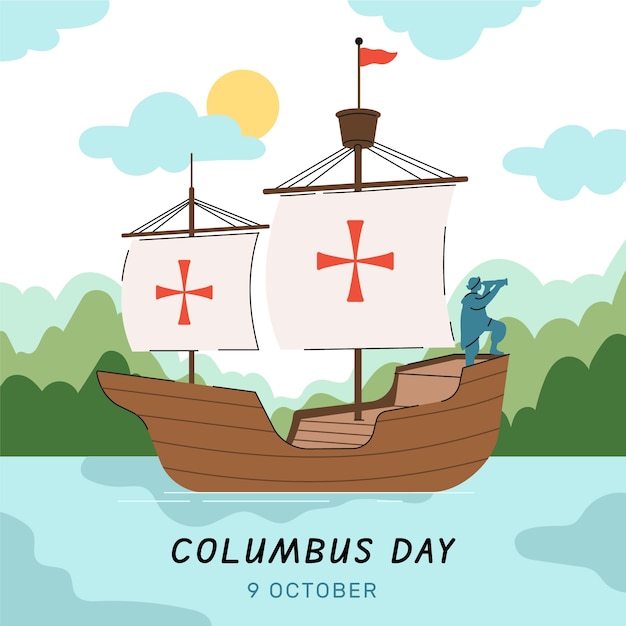 Platte columbus dag illustratie