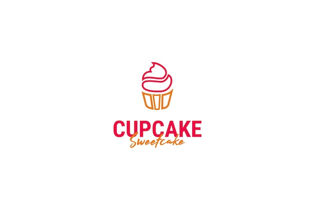 Platte cupcake logo ontwerp vector illustratie idee