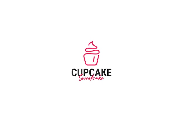 Platte cupcake logo ontwerp vector illustratie idee