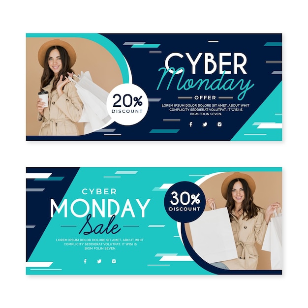 Vector platte cyber maandag banners