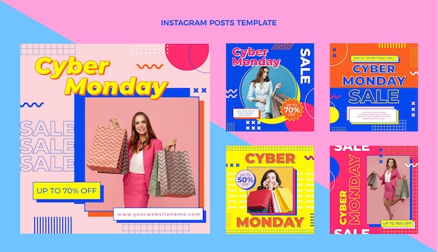 Vector platte cyber monday instagram posts collectie