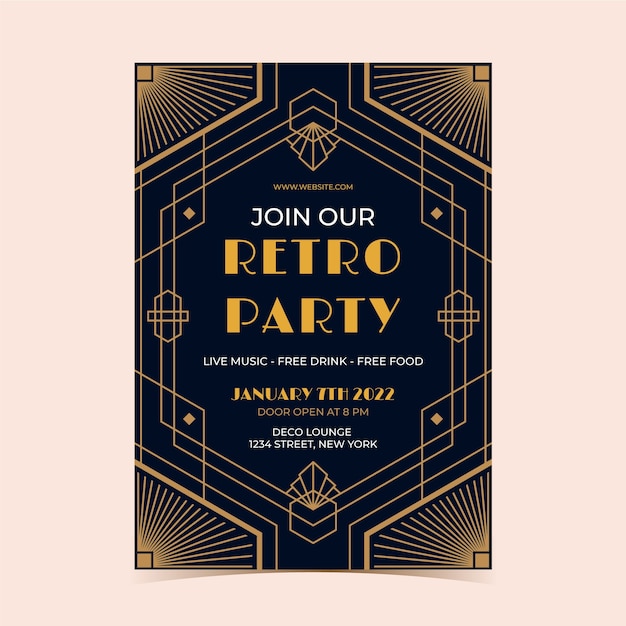 Vector platte design art deco feestposter