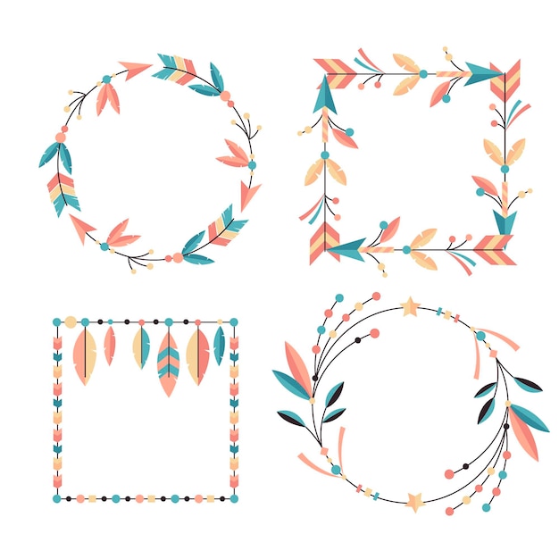 Vector platte design boho frame collectie