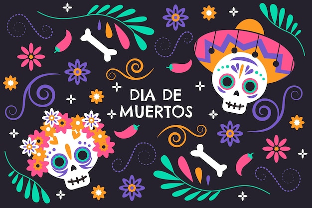 Platte dia de muertos achtergrond