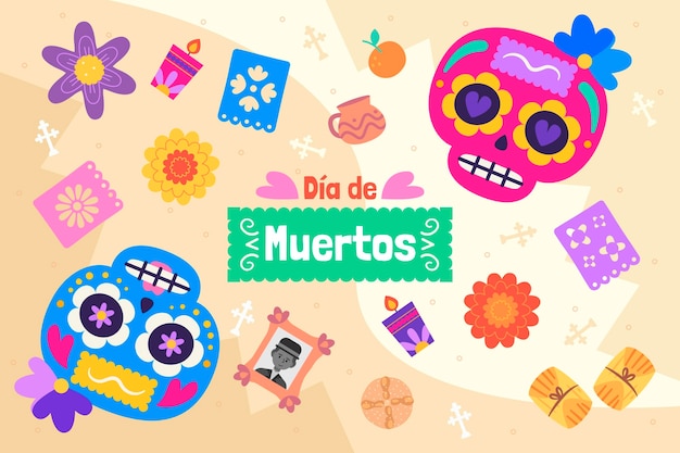 Platte dia de muertos achtergrond