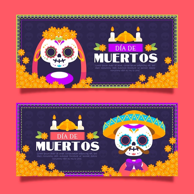 Platte día de muertos banners