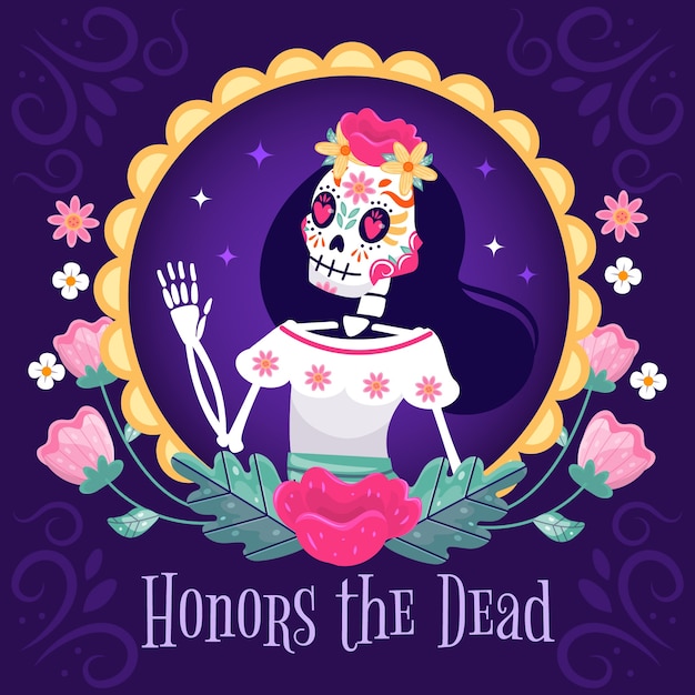 Platte dia de muertos illustratie