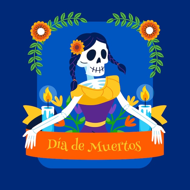 Platte dia de muertos illustratie