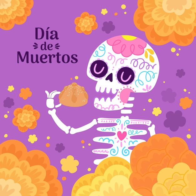 Platte dia de muertos illustratie