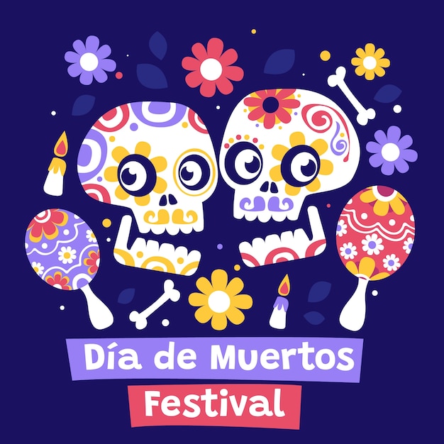 Platte dia de muertos illustratie