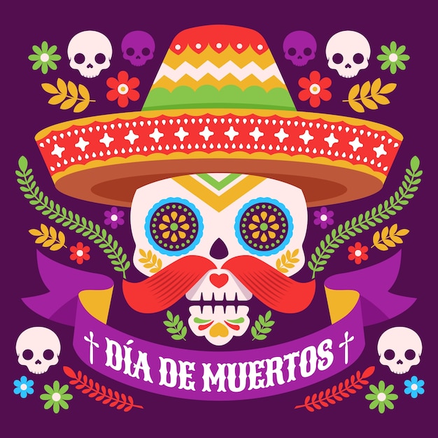 Platte dia de muertos illustratie