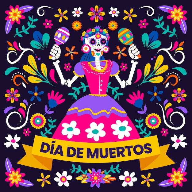 Platte dia de muertos illustratie