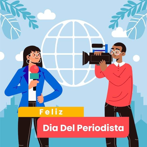 Vector platte dia del periodista illustratie