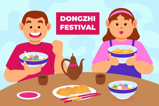 Vector platte dongzhi festival achtergrond