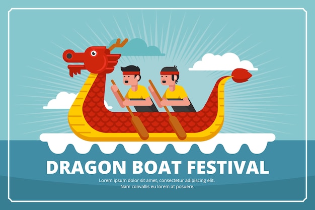 Platte drakenboot festival illustratie