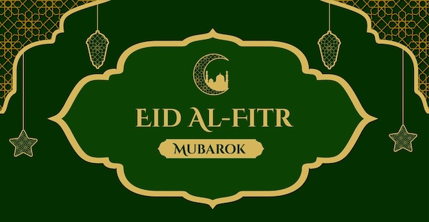 Platte Eid Al Fitr-banner Groene Vector