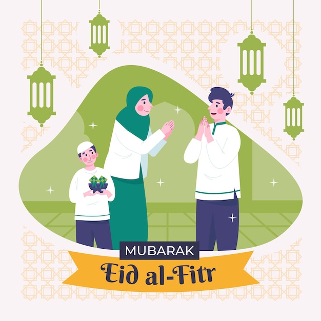 Platte eid al-fitr illustratie