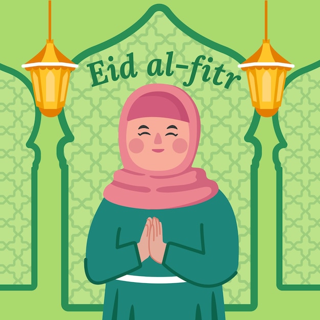 Platte eid al-fitr illustratie