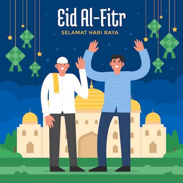 Platte eid al-fitr illustratie