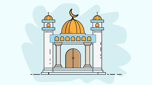 Vector platte eid mubarak moskee ontwerp