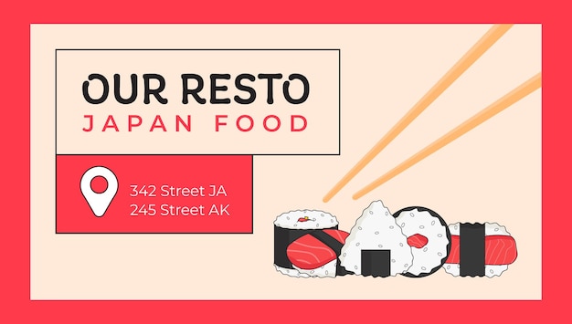 Platte en stijlvolle sushi-bannermalplaatje voor het op de markt brengen van Aziatisch eten