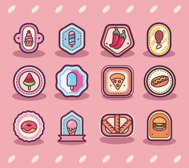 Platte fastfood-badges